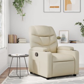 Sillón reclinable de cuero sintético crema en Sillones | Comprar online en Foru.es