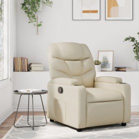 Sillón reclinable de cuero sintético crema en Sillones | Comprar online en Foru.es