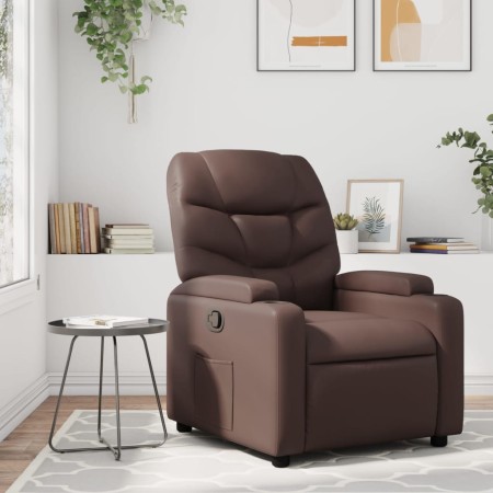 Sillón reclinable de cuero sintético marrón en Sillones | Comprar online en Foru.es
