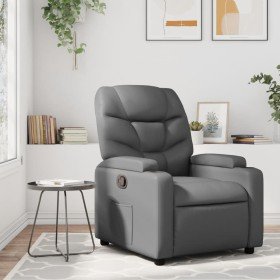 Sillón reclinable de cuero sintético gris en Sillones | Comprar online en Foru.es