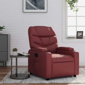Sillón reclinable de cuero sintético rojo tinto en Sillones | Comprar online en Foru.es