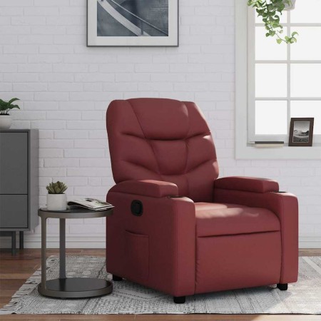 Sillón reclinable de cuero sintético rojo tinto en Sillones | Comprar online en Foru.es