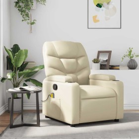 Sillón reclinable de masaje cuero sintético crema en Sillones | Comprar online en Foru.es