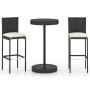 Set muebles bar jardín 3 piezas y cojines ratán sintético negro en Conjuntos de jardín | Comprar online en Foru.es