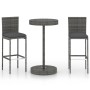 Set muebles bar jardín 3 piezas y cojines ratán sintético gris en Conjuntos de jardín | Comprar online en Foru.es