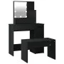 Juego de tocador con LED madera contrachapada negro de vidaXL, Tocadores para dormitorios - Ref: Foro24-3114116, Precio: 110,...