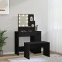 Juego de tocador con LED madera contrachapada negro de vidaXL, Tocadores para dormitorios - Ref: Foro24-3114116, Precio: 110,...