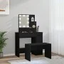 Juego de tocador con LED madera contrachapada negro de vidaXL, Tocadores para dormitorios - Ref: Foro24-3114116, Precio: 110,...