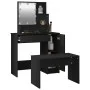 Juego de tocador con LED madera contrachapada negro de vidaXL, Tocadores para dormitorios - Ref: Foro24-3114116, Precio: 110,...