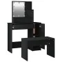 Juego de tocador con LED madera contrachapada negro de vidaXL, Tocadores para dormitorios - Ref: Foro24-3114116, Precio: 110,...