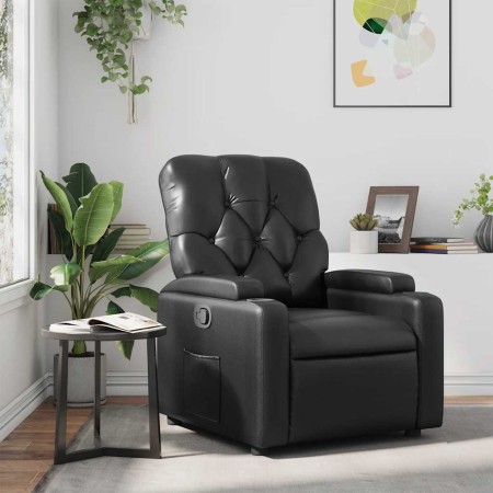 Sillón reclinable de cuero sintético negro en Sillones | Comprar online en Foru.es