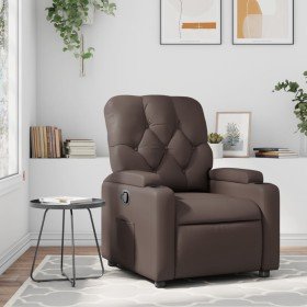 Sillón reclinable de cuero sintético marrón en Sillones | Comprar online en Foru.es