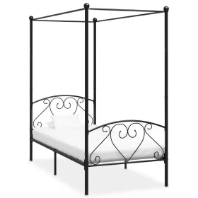Black metal canopy bed frame 120x200 cm by vidaXL, Beds and slatted bases - Ref: Foro24-284435, Price: 101,85 €, Discount: %