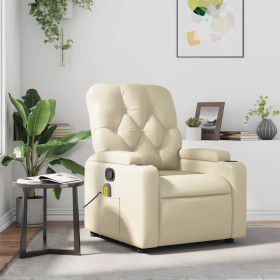 Sillón reclinable de masaje cuero sintético crema en Sillones | Comprar online en Foru.es