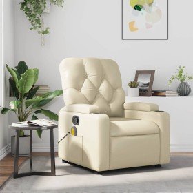 Sillón reclinable de masaje cuero sintético crema en Sillones | Comprar online en Foru.es