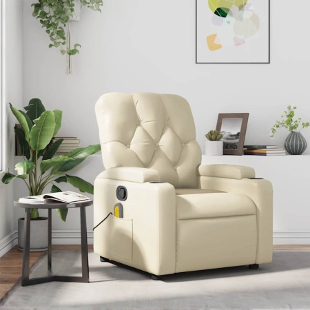 Sillón reclinable de masaje cuero sintético crema en Sillones | Comprar online en Foru.es