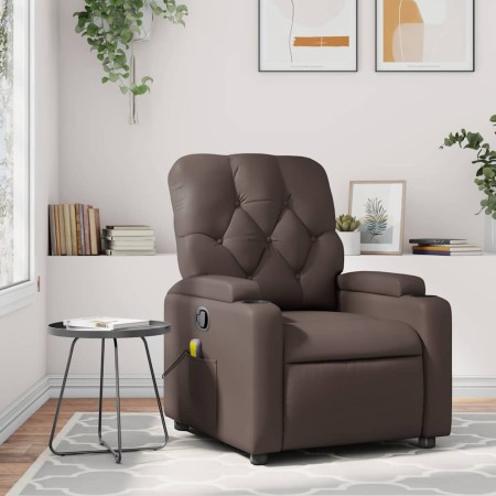 Sillón de masaje reclinable cuero sintético marrón en Sillones | Comprar online en Foru.es