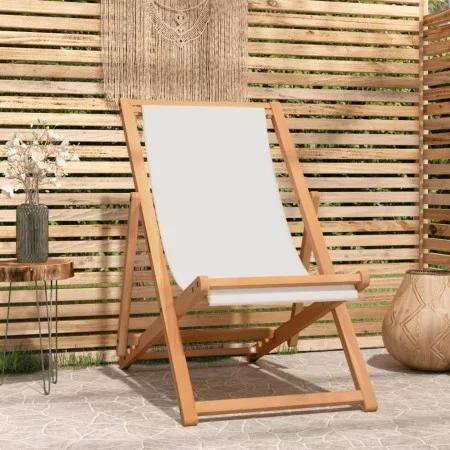 Silla de jardín de teca color crema 56x105x96 cm de vidaXL, Sillas de jardín - Ref: Foro24-43802, Precio: 75,26 €, Descuento: %