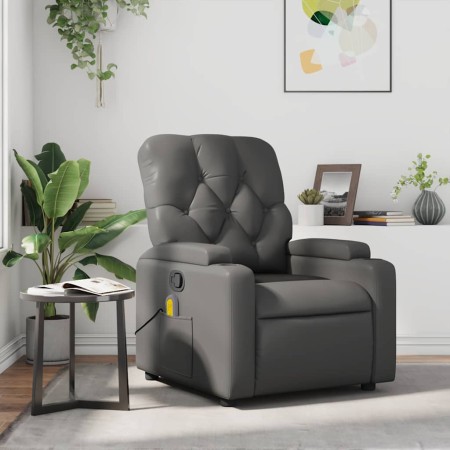 Sillón de masaje reclinable cuero sintético gris en Sillones | Comprar online en Foru.es