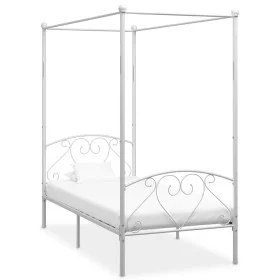 White metal canopy bed frame 100x200 cm by vidaXL, Beds and slatted bases - Ref: Foro24-284427, Price: 133,74 €, Discount: %