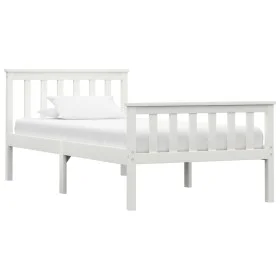 Solid white pine wood bed frame 100x200 cm by vidaXL, Beds and slatted bases - Ref: Foro24-283215, Price: 146,82 €, Discount: %