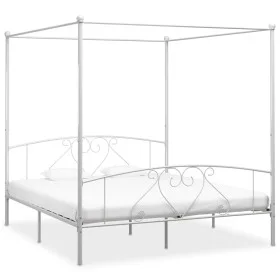 Estructura de cama con dosel metal blanco 200x200 cm de vidaXL, Camas y somieres - Ref: Foro24-284432, Precio: 131,58 €, Desc...