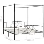 Black metal canopy bed frame 180x200 cm by vidaXL, Beds and slatted bases - Ref: Foro24-284438, Price: 211,13 €, Discount: %