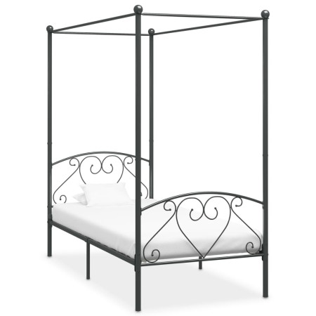 Estructura de cama con dosel metal gris 120x200 cm de vidaXL, Camas y somieres - Ref: Foro24-284442, Precio: 91,63 €, Descuen...