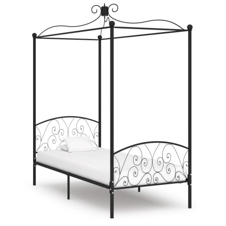 Estructura de cama con dosel metal negro 100x200 cm de vidaXL, Camas y somieres - Ref: Foro24-284475, Precio: 160,17 €, Descu...