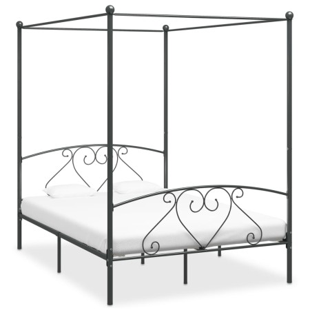 Estructura de cama con dosel metal gris 160x200 cm de vidaXL, Camas y somieres - Ref: Foro24-284444, Precio: 172,40 €, Descue...