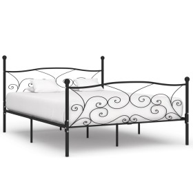 Estructura de cama con somier metal negro 180x200 cm de vidaXL, Camas y somieres - Ref: Foro24-284459, Precio: 177,41 €, Desc...