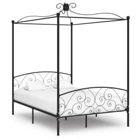 Estructura de cama con dosel metal negro 120x200 cm de vidaXL, Camas y somieres - Ref: Foro24-284476, Precio: 220,70 €, Descu...