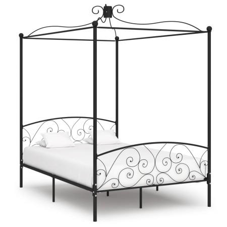 Estructura de cama con dosel metal negro 120x200 cm de vidaXL, Camas y somieres - Ref: Foro24-284476, Precio: 220,70 €, Descu...