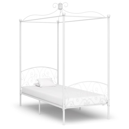 Estructura de cama con dosel metal blanco 100x200 cm de vidaXL, Camas y somieres - Ref: Foro24-284469, Precio: 154,30 €, Desc...