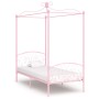 Estructura de cama con dosel metal rosa 90x200 cm de vidaXL, Camas y somieres - Ref: Foro24-284486, Precio: 182,27 €, Descuen...