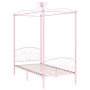 Estructura de cama con dosel metal rosa 90x200 cm de vidaXL, Camas y somieres - Ref: Foro24-284486, Precio: 182,27 €, Descuen...