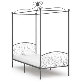 Gray metal canopy bed frame 100x200 cm by vidaXL, Beds and slatted bases - Ref: Foro24-284481, Price: 99,84 €, Discount: %