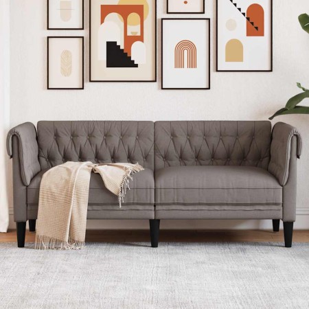 Sofá Chesterfield de 2 plazas tela gris taupe en Sofás | Comprar online en Foru.es