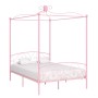 Estructura de cama con dosel metal rosa 140x200 cm de vidaXL, Camas y somieres - Ref: Foro24-284489, Precio: 247,65 €, Descue...