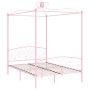 Estructura de cama con dosel metal rosa 140x200 cm de vidaXL, Camas y somieres - Ref: Foro24-284489, Precio: 247,65 €, Descue...