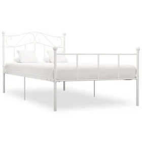 Estructura de cama de metal blanco 100x200 cm de vidaXL, Camas y somieres - Ref: Foro24-284517, Precio: 113,46 €, Descuento: %