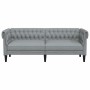 Sofá Chesterfield de 3 plazas tela gris claro en Sofás | Comprar online en Foru.es