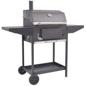 Barbacoa Ahumador al carbón con estante inferior negro de vidaXL, Barbacoas - Ref: Foro24-43048, Precio: 297,36 €, Descuento: %