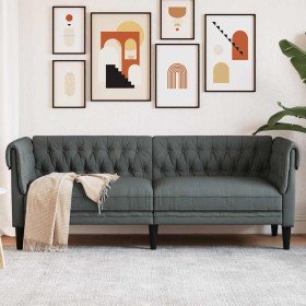 Sofá Chesterfield de 3 plazas tela gris oscuro en Sofás | Comprar online en Foru.es