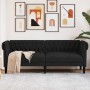 Sofá Chesterfield de 3 plazas tela negro en Sofás | Comprar online en Foru.es