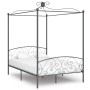 Estructura de cama con dosel metal gris 140x200 cm de vidaXL, Camas y somieres - Ref: Foro24-284483, Precio: 192,20 €, Descue...