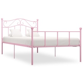 Estructura de cama de metal rosa 90x200 cm de vidaXL, Camas y somieres - Ref: Foro24-284537, Precio: 117,27 €, Descuento: %