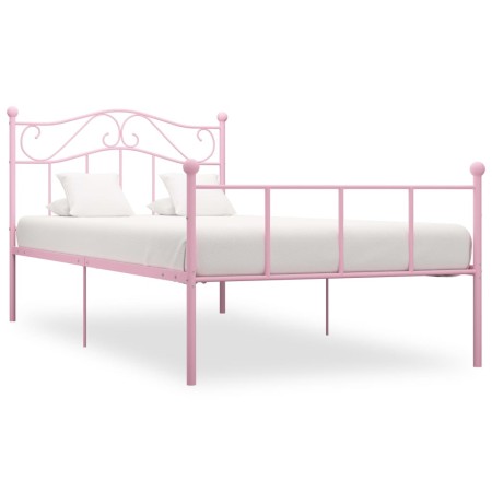 Estructura de cama de metal rosa 90x200 cm de vidaXL, Camas y somieres - Ref: Foro24-284537, Precio: 117,27 €, Descuento: %