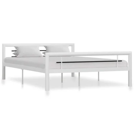 Estructura de cama de metal blanco y negro 140x200 cm de vidaXL, Camas y somieres - Ref: Foro24-284547, Precio: 116,99 €, Des...