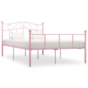 Estructura de cama de metal rosa 140x200 cm de vidaXL, Camas y somieres - Ref: Foro24-284540, Precio: 150,37 €, Descuento: %